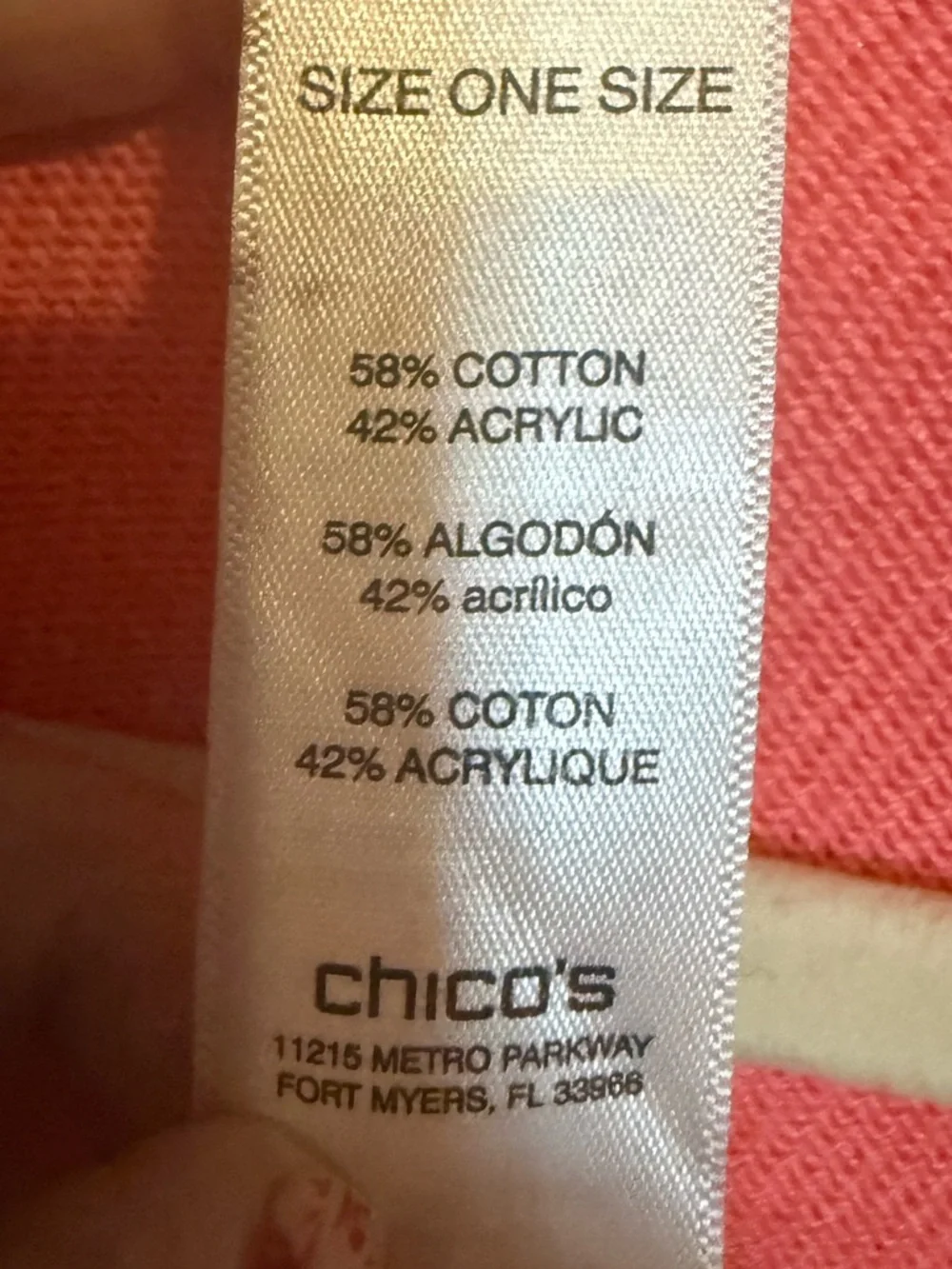 Chicos coral pink fringed Poncho sweater osfm boho bohemian wrap - Picture 4 of 5